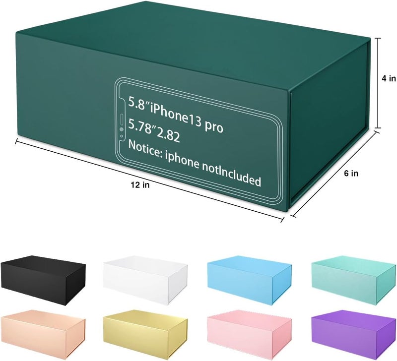 ROSTELACK Green Gift Box 12" x 6" x 4" with Magnetic Closure Lid Gift Boxes for Presents,Bridesmaid Gifts Box,Cute Box,Birthday Gift box,Luxury for Gift Packaging, Magnetic Gift Box for Wrapping Gifts - Image 2
